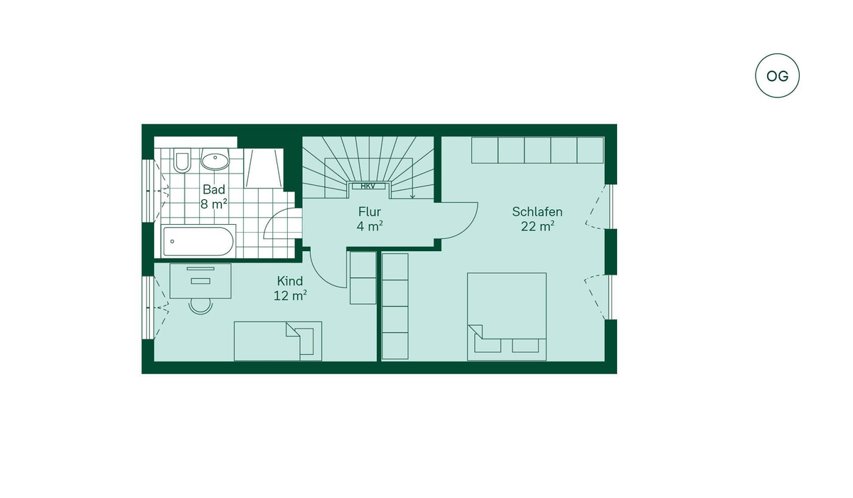 Komfortabler Grundriss im Obergeschoss