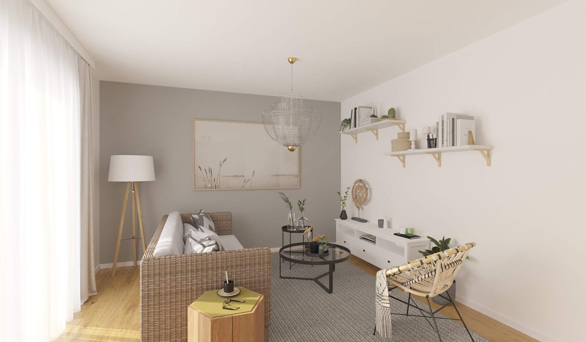 Lichtdurchfluteter Wohnbereich dank bodentiefer Fenster