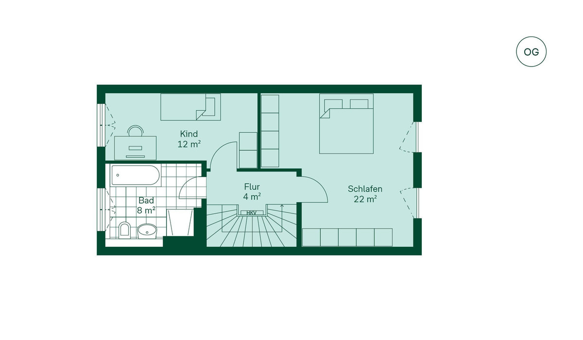 Komfortabel geschnittenes Obergeschoss