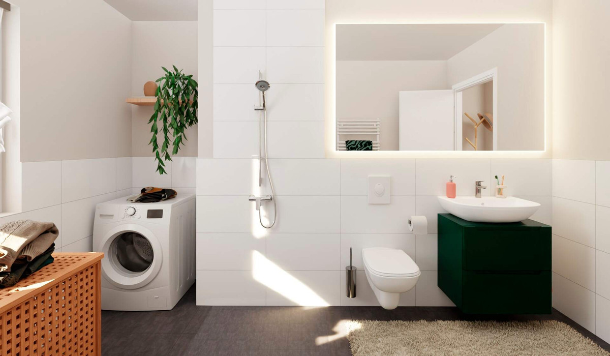 Badezimmer mit bodengleicher Dusche 