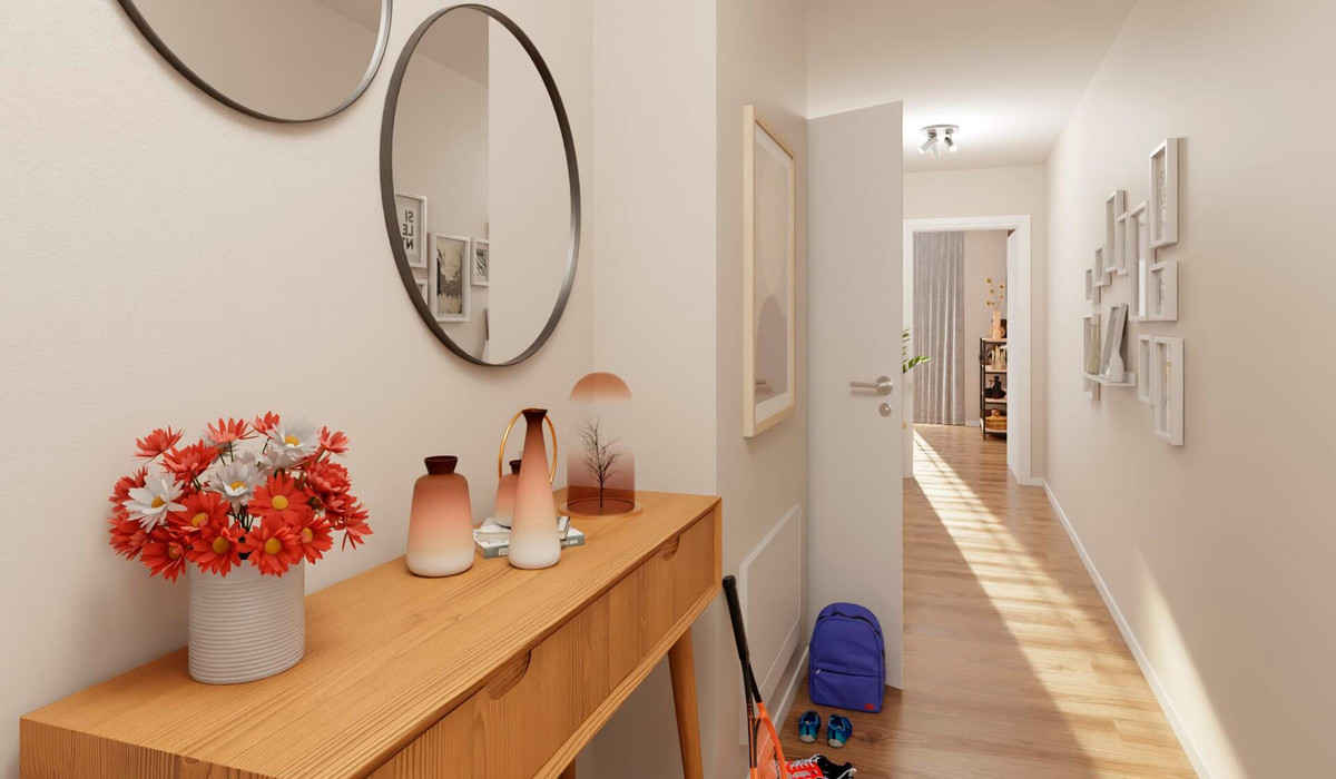 Heller Flur mit natürlichem Licht 