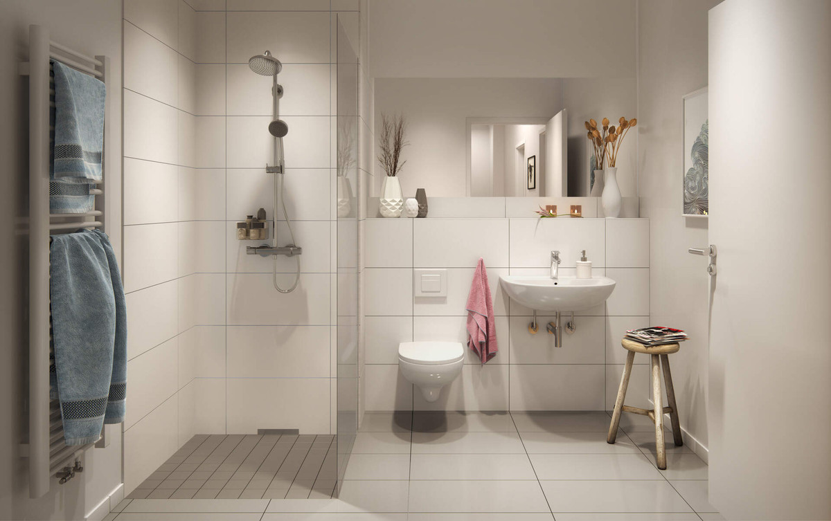 Das wertige Ambiente zieht sich bis ins Badezimmer hinein.