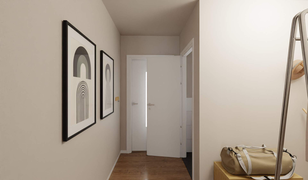 Offener Eingangsbereich mit Nische für die Garderobe