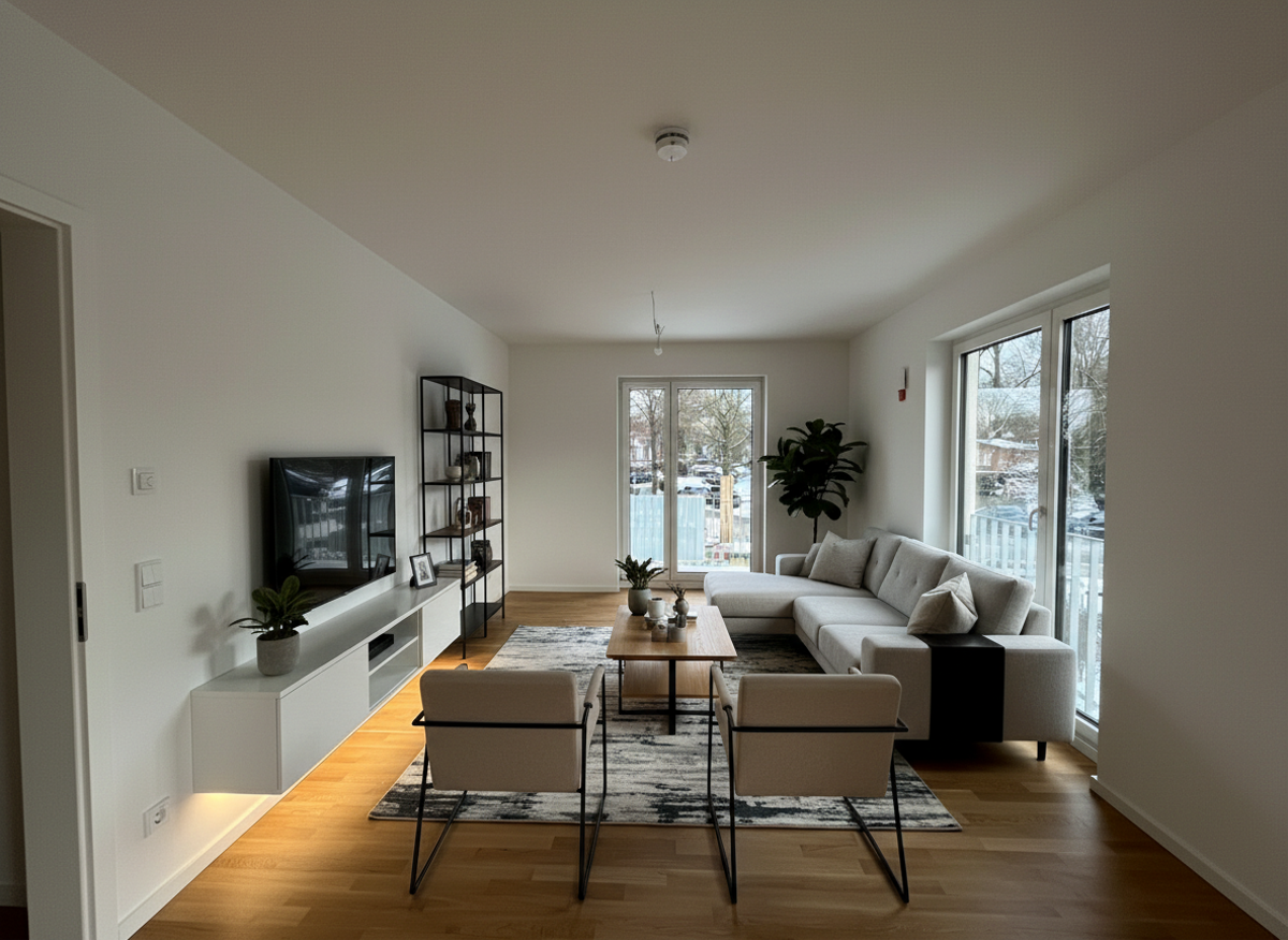 Wohnzimmer I, mit KI möbliert