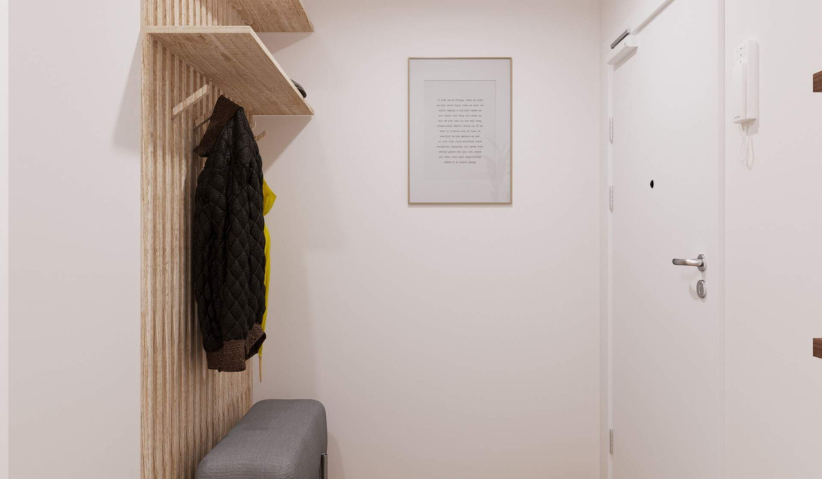 Der Eingangsbereich bietet Platz für Garderobe und Schuhe