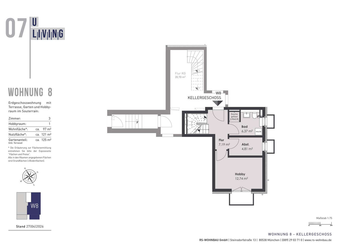 Wohnung B 08 Grundriss UG