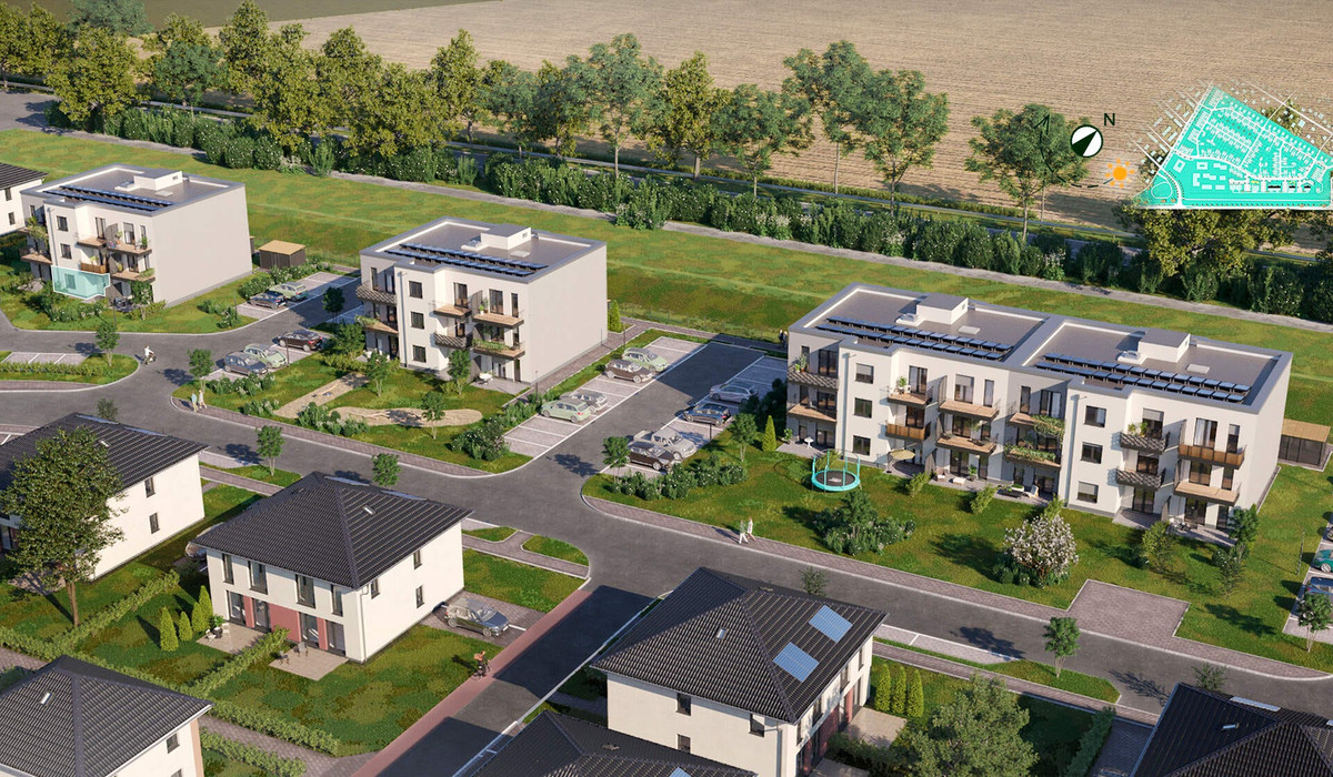 Gartenansicht der Wohnung 224 im Erdgeschoss