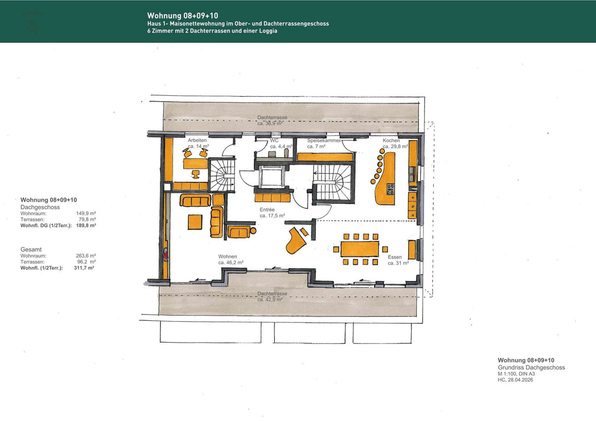 DG Zammenlegung WE 8,9,10 - 6 Zimmer L1824