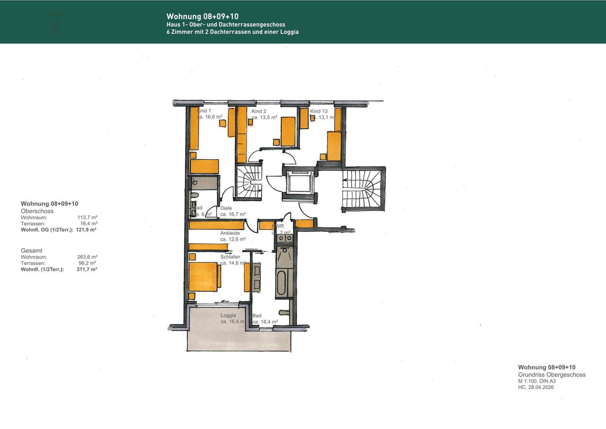 OG Zammenlegung WE 8,9,10 - 6 Zimmer L1824