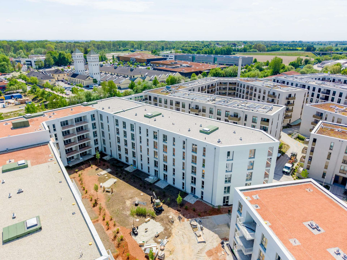 Blick auf Häuser E F G