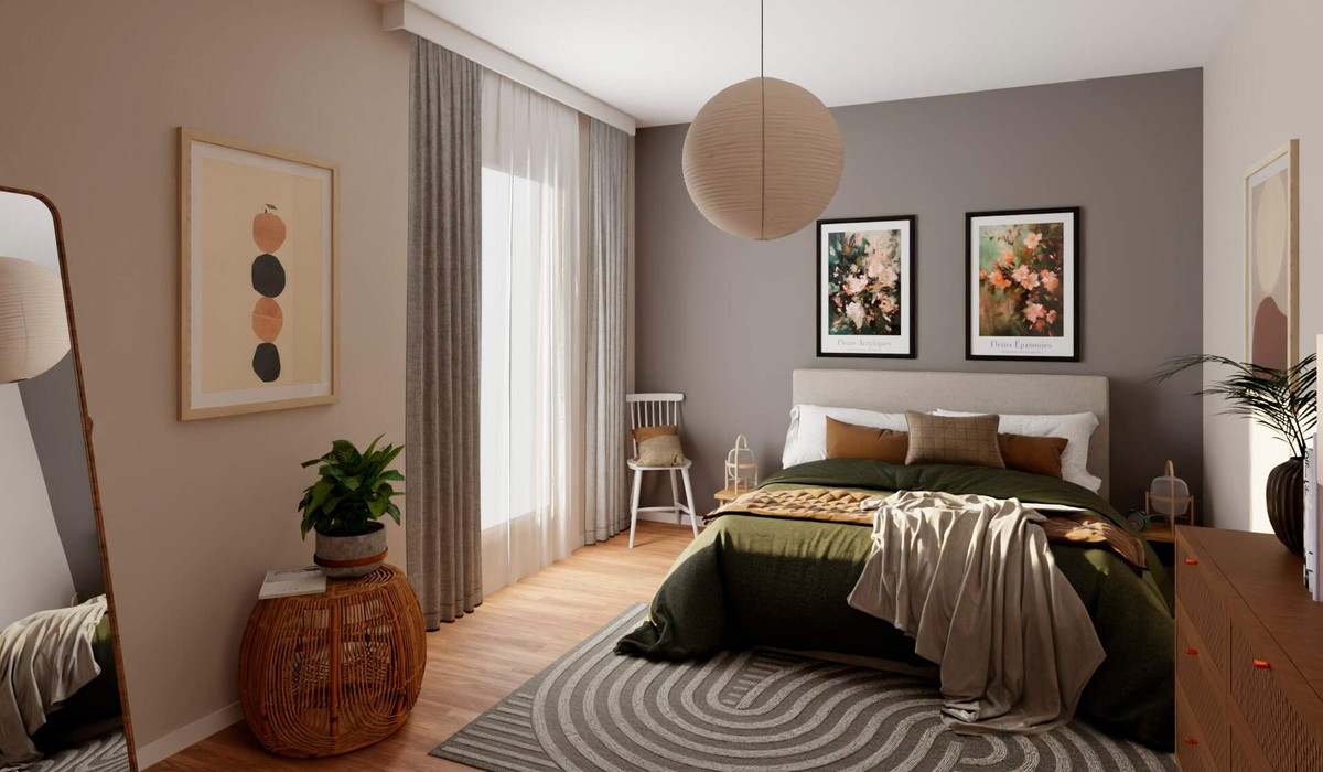 Großes Schlafzimmer mit Zugang zur Dachterrasse