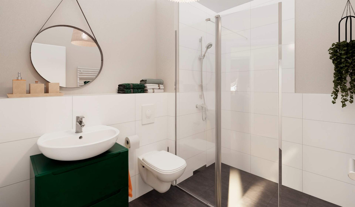 Badezimmer mit Dusche und WC
