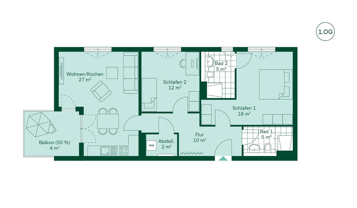 Grundriss der Ferienwohnung im Projekt Bernsteinquartier