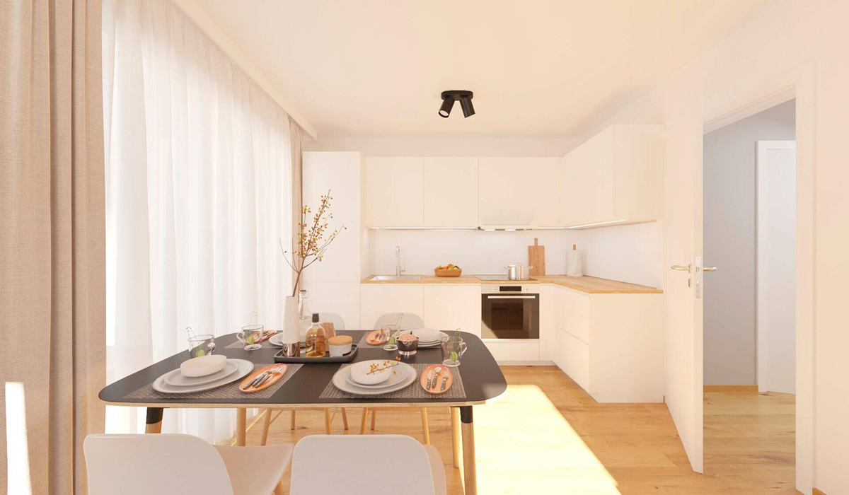 Die offene Wohnküche lädt zum gemeinsamen Kochen ein