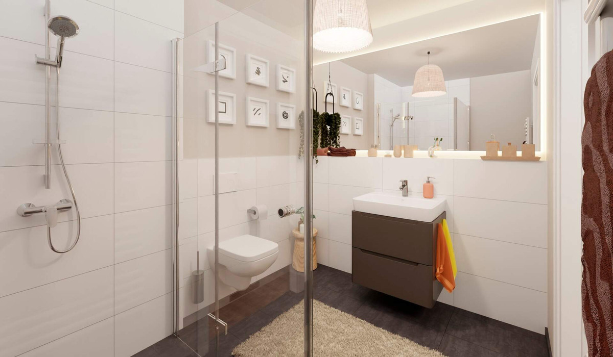 Badezimmer mit bodengleicher Dusche