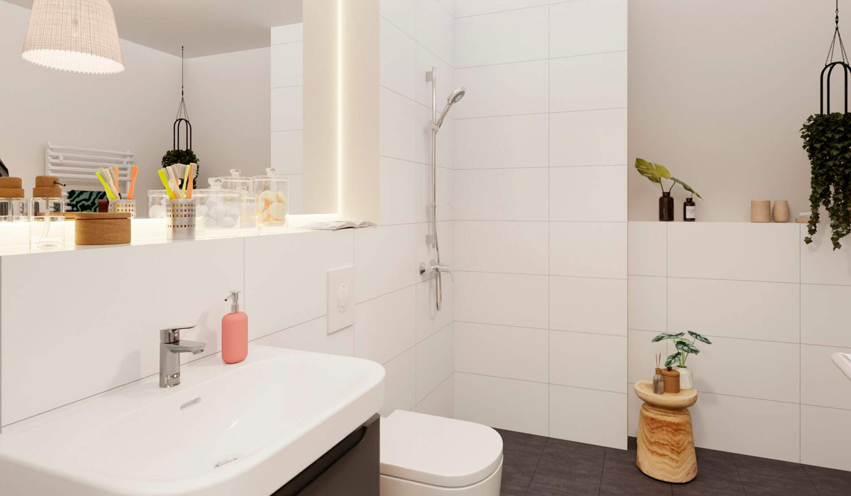 Badezimmer mit bodengleicher Dusche