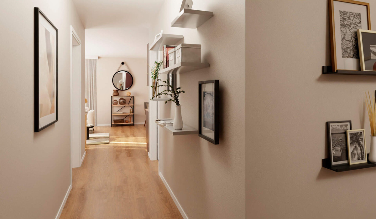 Flur mit Blick auf das Wohnzimmer