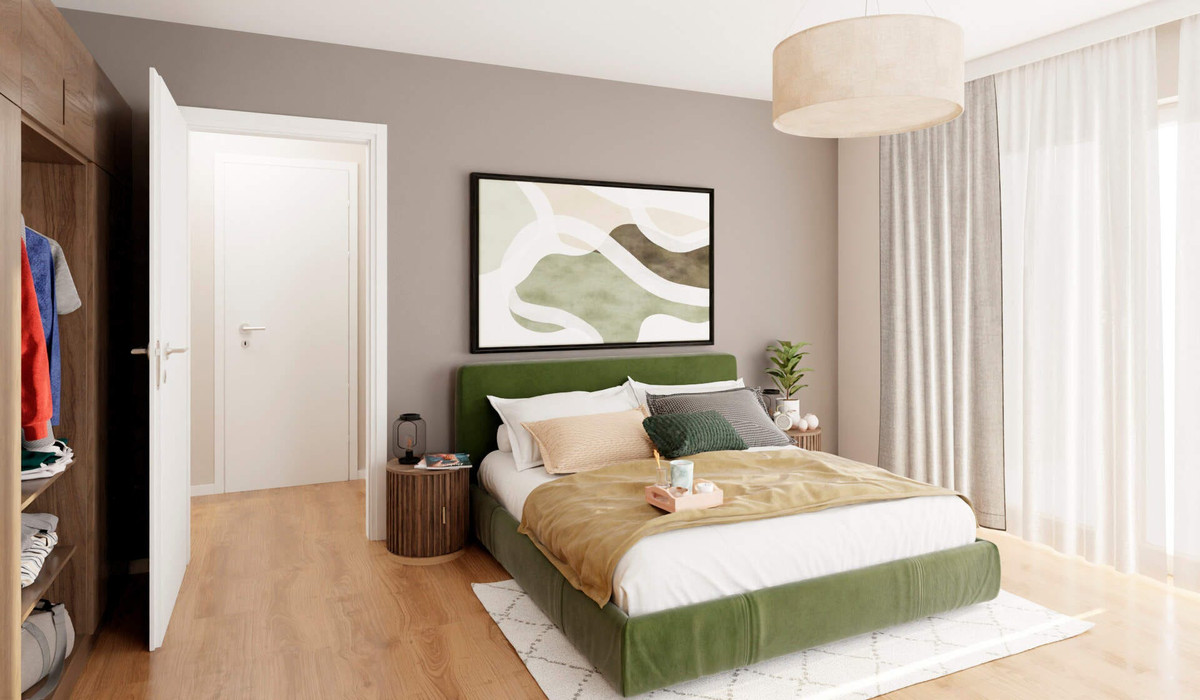Helles Schlafzimmer mit direktem Terrassenzugang