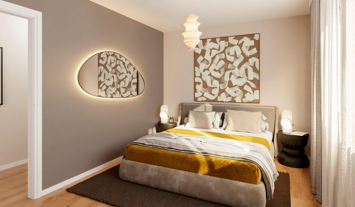 Schlafzimmer mit großem Fenster