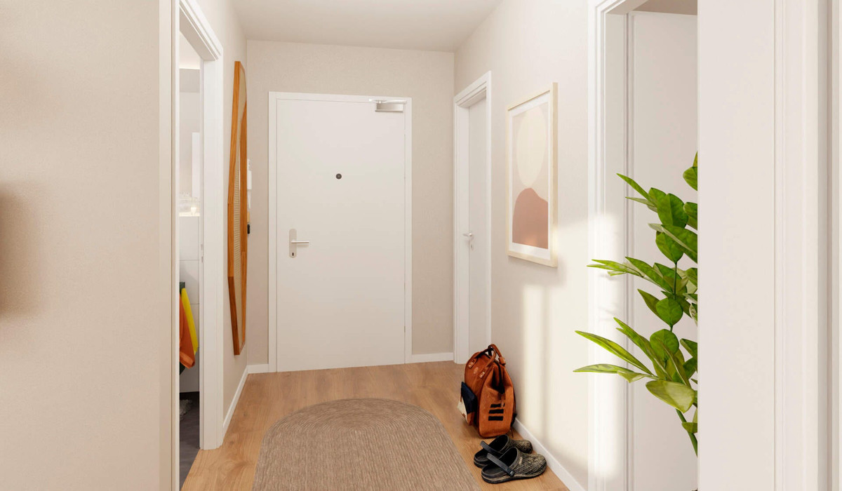 großzügiger Flur mit Blick auf die Wohnungstür