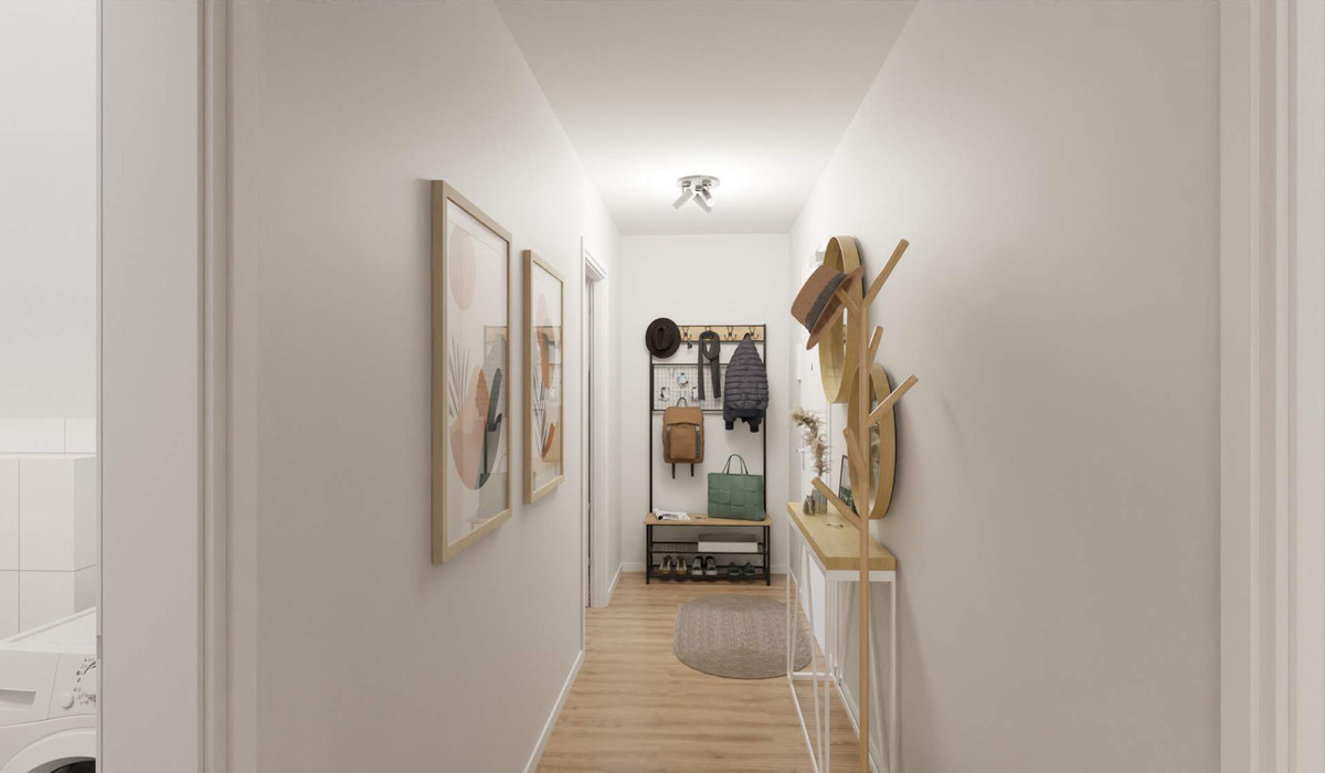Der Flur bietet Raum für eine Garderobe