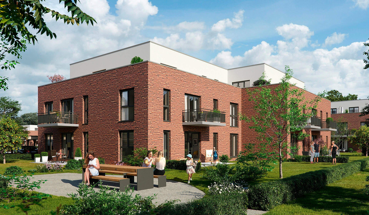 Visualisierung der Häuser 6 und 7 im Neubauprojekt Quittenknick in Hasloh