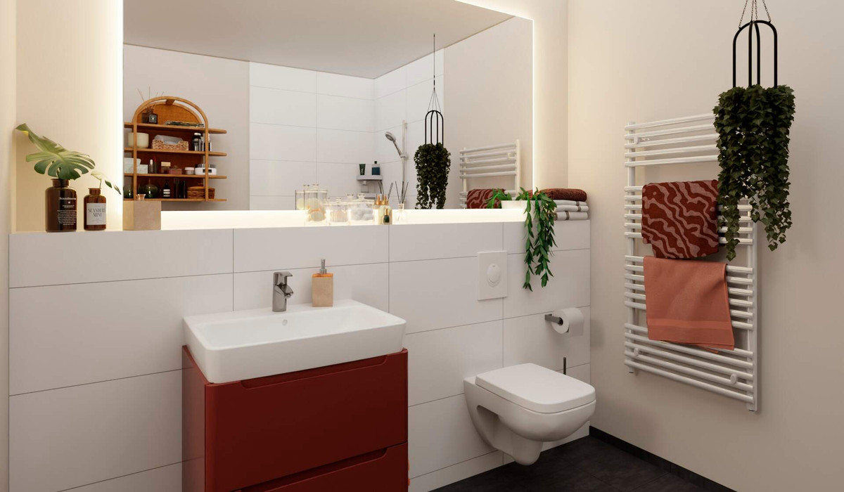 Ein modern gestaltetes Badezimmer