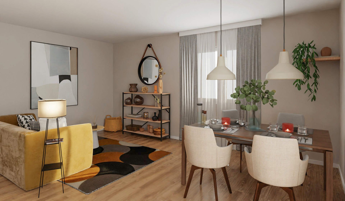 Das Wohnzimmer bietet viel Platz für gemeinsame Abende