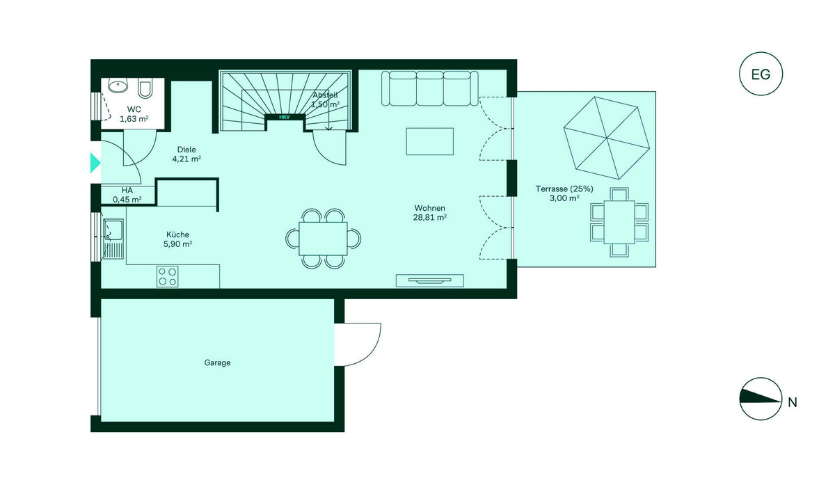 Grundriss Erdgeschoss vom Reihenhaus 007