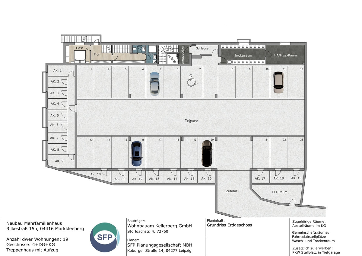 Grundriss Tiefgarage