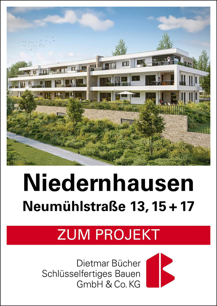 Niedernhausen, Neumühlstraße 13, 15+17 - Neubau von 18 Eigentumswohnungen