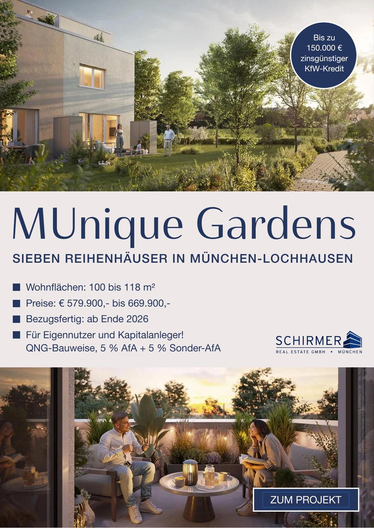 MUnique Gardens - München West - Neubau von 7 Reihenhäusern - München