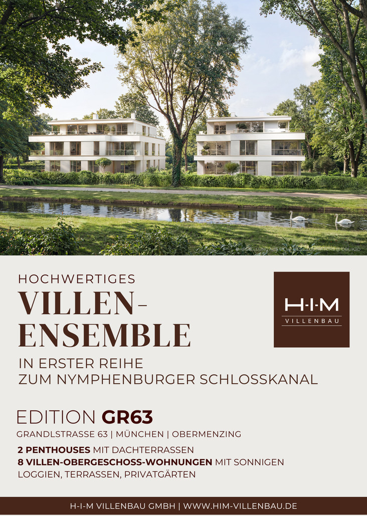 VILLEN-ENSEMBLE | EDITION GR63 | Am Nymphenburger Schlosskanal - Neubau von 10 Eigentumswohnungen - München