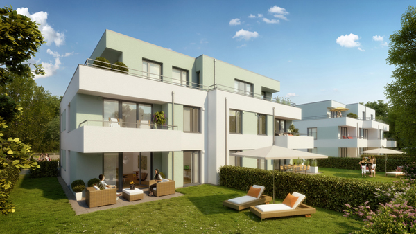 Umgeben von Grünflächen entsteht in Giesing/Fasangarten das Neubauprojekt "natural living"