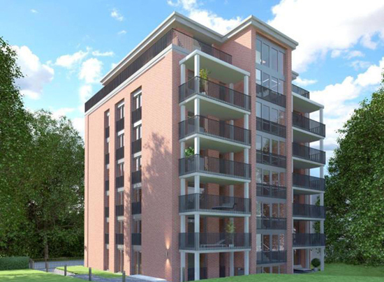 So wird er in weniger als 2 Jahren aussehen, der ehemalige Hochbunker in der Papenstraße 137. Foto: ICON IMMOBILIEN