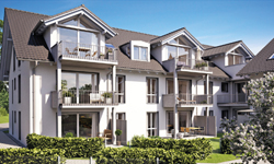 Neubauprojekt in traditioneller Architektur in Haar: Seidlhofgarten. Foto: Demos Wohnbau