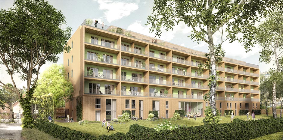 Landsberger Allee Berlin: Holzhaus Walden 48 entsteht auf St. Georgen Friedhof