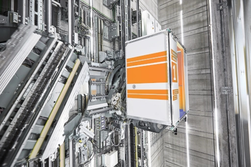 Ansicht der Mechanik, die beim Aufzugssystem MULTI zum Einsatz kommt.