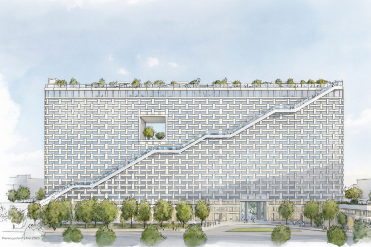 Neugestaltung Arabellahaus mit längster außenliegender Rolltreppenanlage Europas
