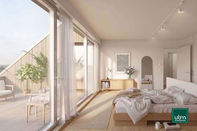 Schlafzimmer mit Dachterrasse