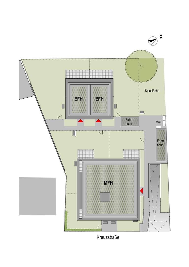 Lageplan- Anordnung MFH & DHH