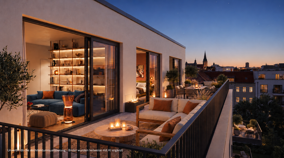 Dachterrasse WE 46 Abend (Hin