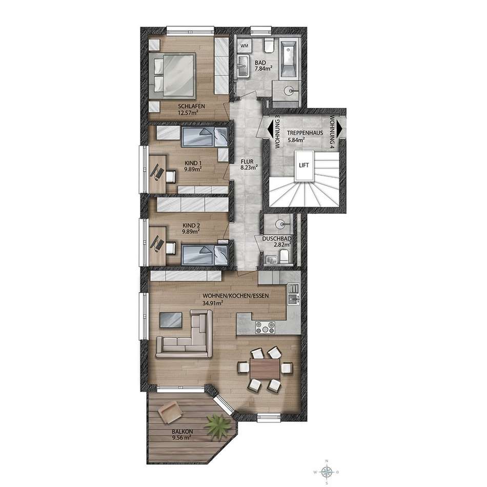 Wohnung 3 (OG) // 4 Zimmer mit