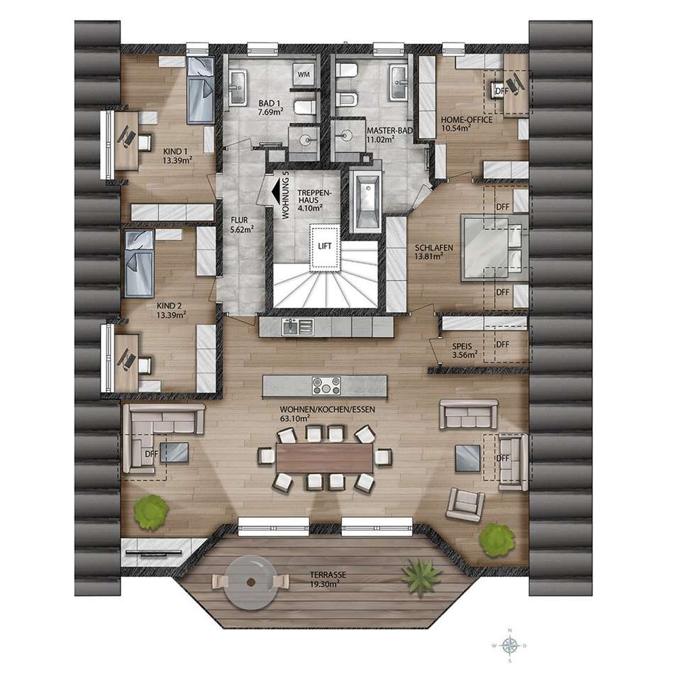 Wohnung 5 (DG) // 5 Zimmer mit
