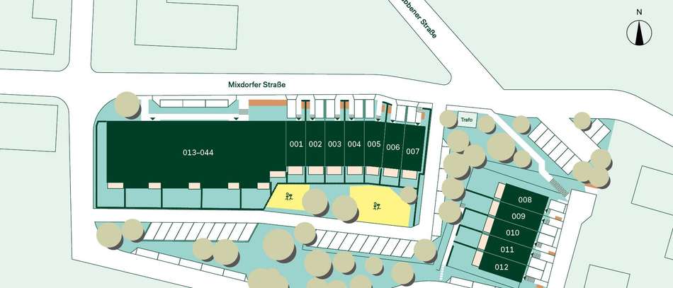 Lockere und offene Gestaltung des Quartiers