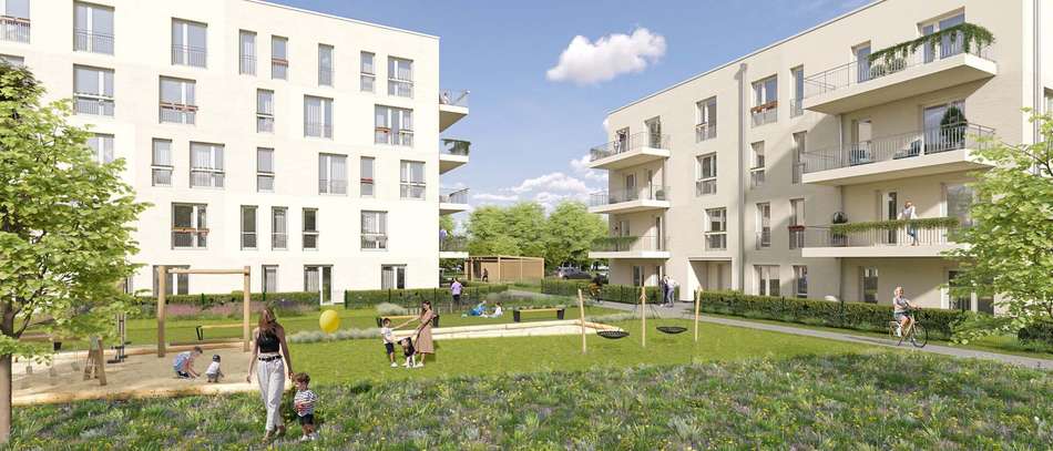Mit tollen Spielplätzen und großen Grünflächen