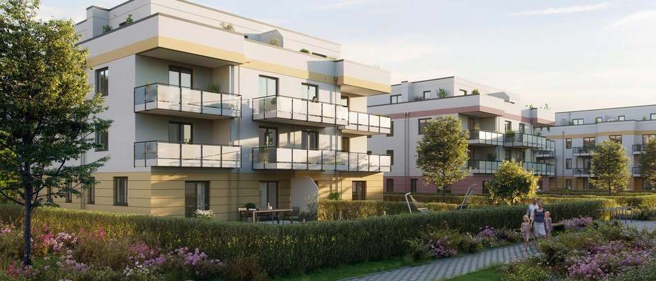 Grünes Neubauquartier an der Berliner Stadtgrenze