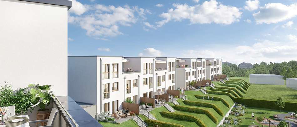  Grünanlagen, die Spielstraße und ein Quartiersplatz sind wie gemacht für ein buntes, geselliges ...