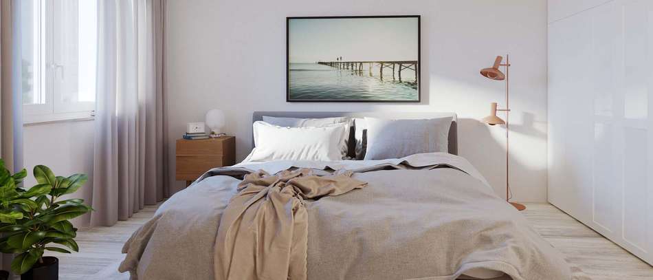 Helle und komfortable Schlafzimmer