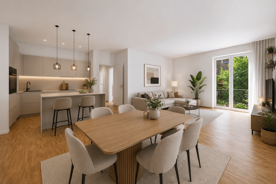 Wohnzimmer&Küche KI generiert